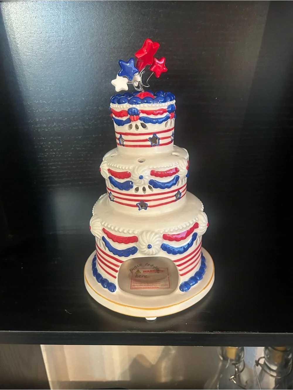 Patriotic Red White and Blue Tiered Cake Decoration